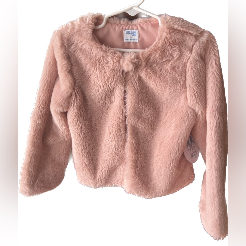 Luli & Me Girls’ Pink Faux Fur Coat - Brand New with Tags, Size 5